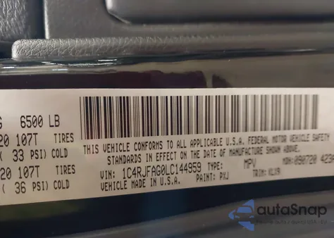 2020 Jeep Grand Cherokee Altitude 4X4 z USA, uszkodzony, nr VIN 1C4RJFAG0LC144959